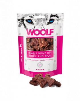 WOOLF Small Bone Of Duck And Rice 100g recompensa cu rata si orez, pentru caini