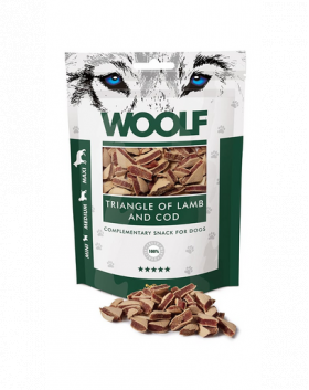 WOOLF Lamb And Cod Triangle 100g miel si cod, gustare pentru caini