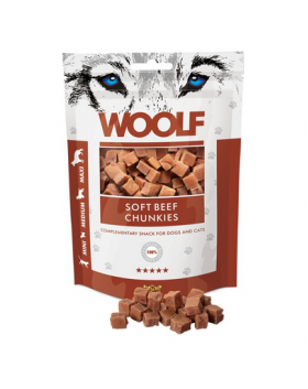 WOOLF Soft Beef Chunkies 100g bucatele de vita pentru pisici si caini