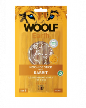 WOOLF Earth Noohide Stick with Rabbit S 90g batoane pentru caini, cu rata