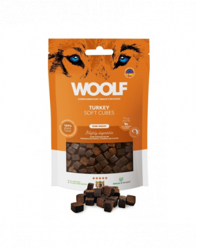 WOOLF Soft Cubes Turkey Monoprotein 100g recompense moi pentru caini, din curcan