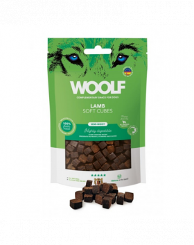 WOOLF Soft Cubes Lamb Monoprotein 100g recompensa monoproteica pentru caini, cu miel