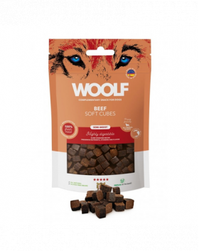 WOOLF Soft Cubes Beef Monoprotein 100g gustari moi din vita pentru caini