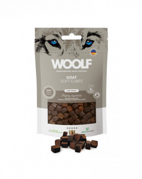 WOOLF Soft Cubes Goat Monoprotein 100g snackuri moi pentru caini, din capra