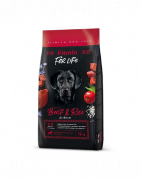 FITMIN Dog For Life Beef &amp; Rice 12 kg hrana caini cu vita si orez