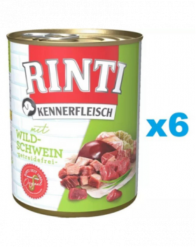 RINTI Kennerfleisch Wild boar carne de mistret 6x800 g hrana caine