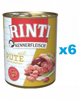 RINTI Kennerfleisch Turkey curcan 6x800 g hrana caini