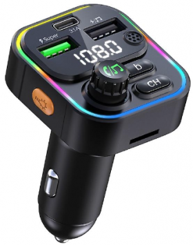 Modulator FM Auto cu Funcție Bluetooth Wireless RGB 7 Culori