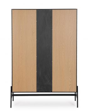 Bufet Allycia, Bizzotto, 110 x 40 x 159 cm, lemn de frasin/MDF, negru/natural