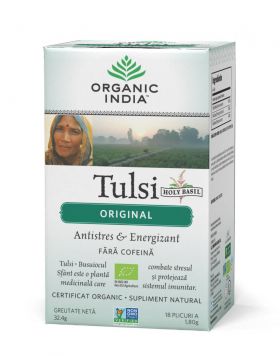 Ceai Tulsi (Busuioc Sfant) - antistres si energizant - 18pl - ORGANIC INDIA