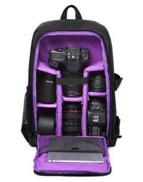 Rucsac pentru cameră cu accesorii violet