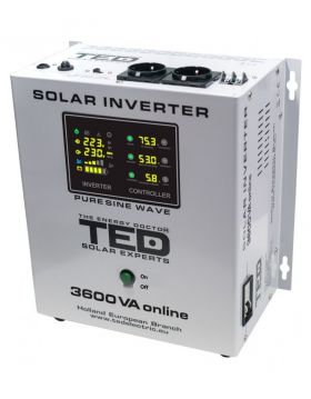 invertor solar fotovoltaic monofazat off-grid, 48v 3600va 2400w mppt cu unda sinusoidala pura, ted electric ted000309