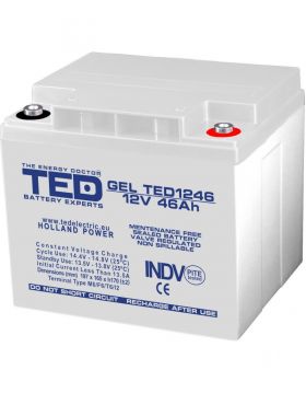 acumulator 12v gel deep cycle, dimensiuni 197 x 166 x 171 mm, baterie 12v 46ah m6, ted electric ted003454