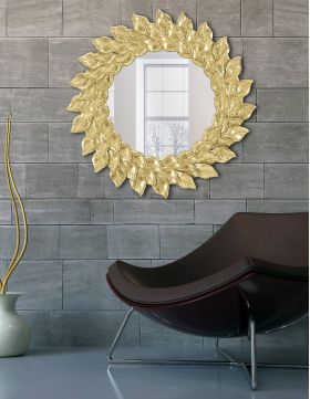 Oglinda decorativa Petal Glam, Mauro Ferretti, 73 cm, fier, auriu