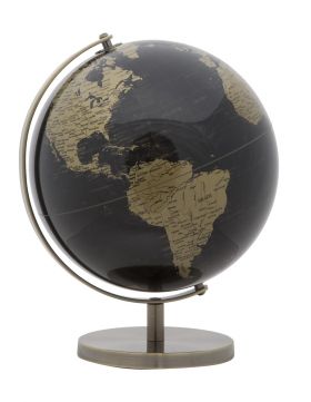 Decoratiune Globe, Mauro Ferretti, 25x25x34 cm, plastic, negru/auriu