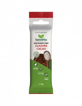 Mini rondele din orez cu glazura cacao, 24g - Sano Vita