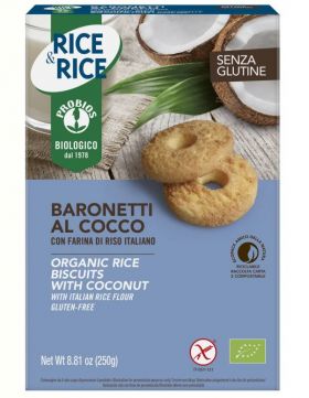 BISCUITI BARONETTI CU COCOS SI FAINA DE OREZ , FARA GLUTEN, eco-bio, 250g, Probios