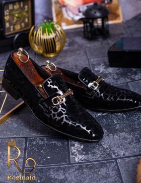 Pantofi de bărbați / LOAFERS, lăcuiți cu piele întoarsă - P1224