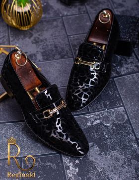 Pantofi de bărbați / LOAFERS, lăcuiți cu piele întoarsă - P1224