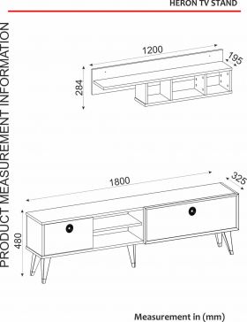 Mobilier pentru living Heron, Tera Home, 2 piese, 180x32.5x48 cm, maro/verde