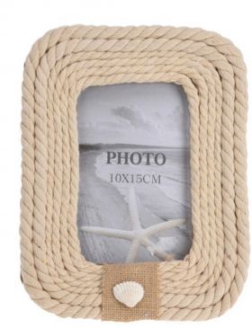 Rama foto Rope, 17x3x22.5 cm, lemn, crem