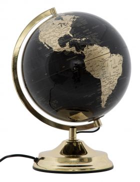 Decoratiune luminoasa Globe Globe, Mauro Ferretti, Ø25x38 cm, 1 x 40W, negru/auriu