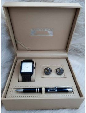 Set cadou pentru barbati Matteo Ferari, ceas, butoni, pix metalic MF008B110G - Engross
