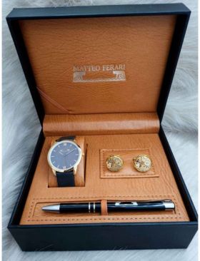 Set cadou pentru barbati Matteo Ferari, ceas, butoni, pix metalic MF040B110G - Engross