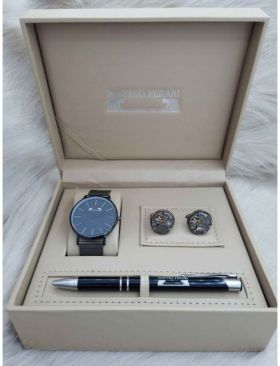Set cadou pentru barbati Matteo Ferari, ceas, butoni, pix metalic MF047B110G - Engross