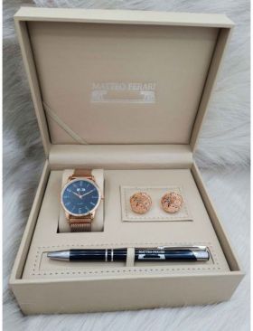 Set cadou pentru barbati Matteo Ferari, ceas, butoni, pix metalic MF050B110G - Engross