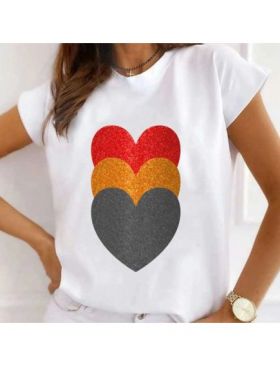 Tricou Dama Alb "3 Hearts" Engros