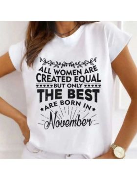 Tricou Dama Alb "Born In November" Engros