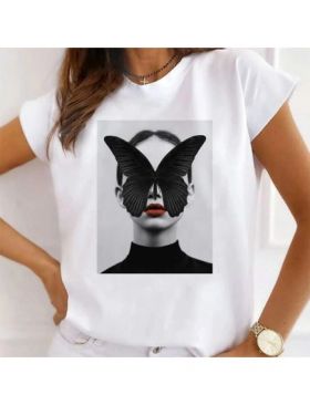 Tricou Dama Alb "Butterfly Effect" Engros
