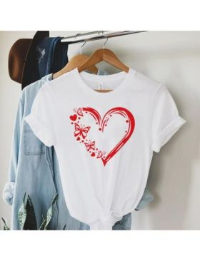 Tricou Dama Alb "Butterfly Heart" Engros