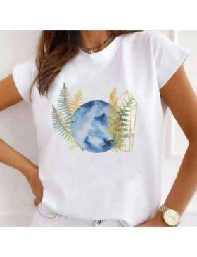 Tricou Dama Alb "Clear Blue Moon" Engros