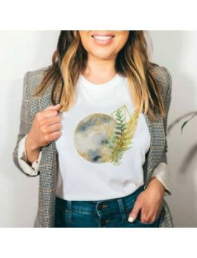 Tricou Dama Alb "Golden Moon" Engros