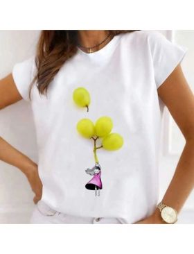 Tricou Dama Alb "Grape Girl" Engros