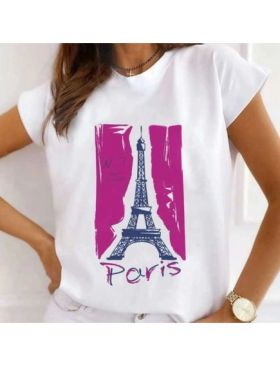Tricou Dama Alb "Haute Couture Paris" Engros