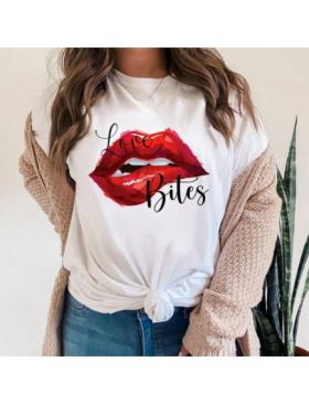 Tricou Dama Alb "Love Bites" Engros