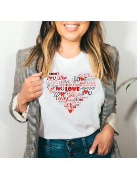 Tricou Dama Alb "Love Heart" Engros