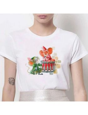 Tricou Dama Alb "Poetry Mice" Engros
