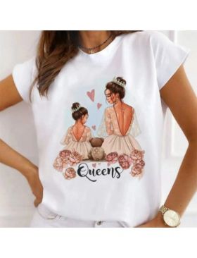 Tricou Dama Alb "Queens" Engros