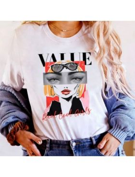 Tricou Dama Alb "Real cool girls" Engros