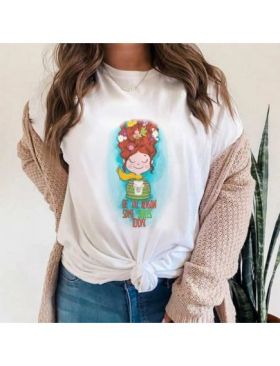 Tricou Dama Alb "Reason To Smile" Engros