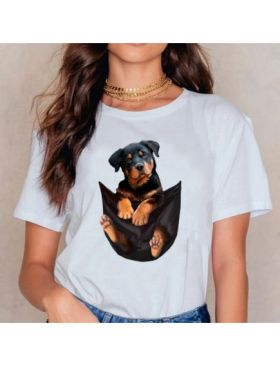 Tricou Dama Alb "Rottweiler" Engros