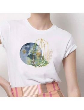 Tricou Dama Alb "Rusty moon" Engros