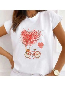 Tricou Dama Alb "Spring Love" Engros