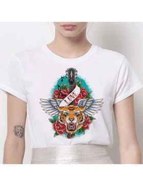 Tricou Dama Alb "Tiger Love" Engros