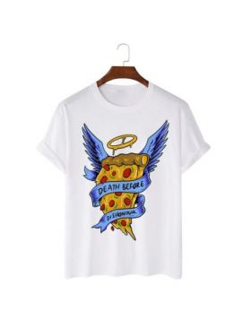 Tricou Barbati Alb "Angel Pizza" Engros