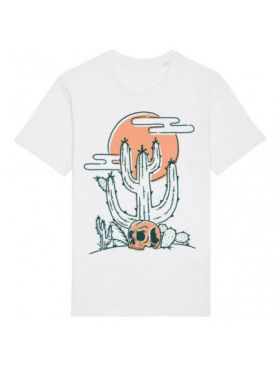 Tricou Barbati Alb "Cactus Skull" Engros